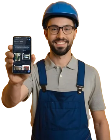 A service professional showing Konekta on a phone